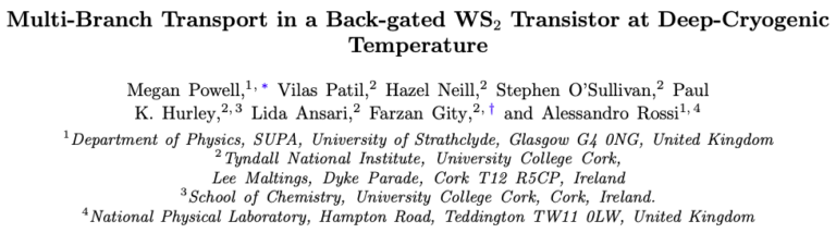 Our new preprint investigating the evolution of WS2 transistor characteristics at deep cryogenic temperatures is now available on arXiv!
